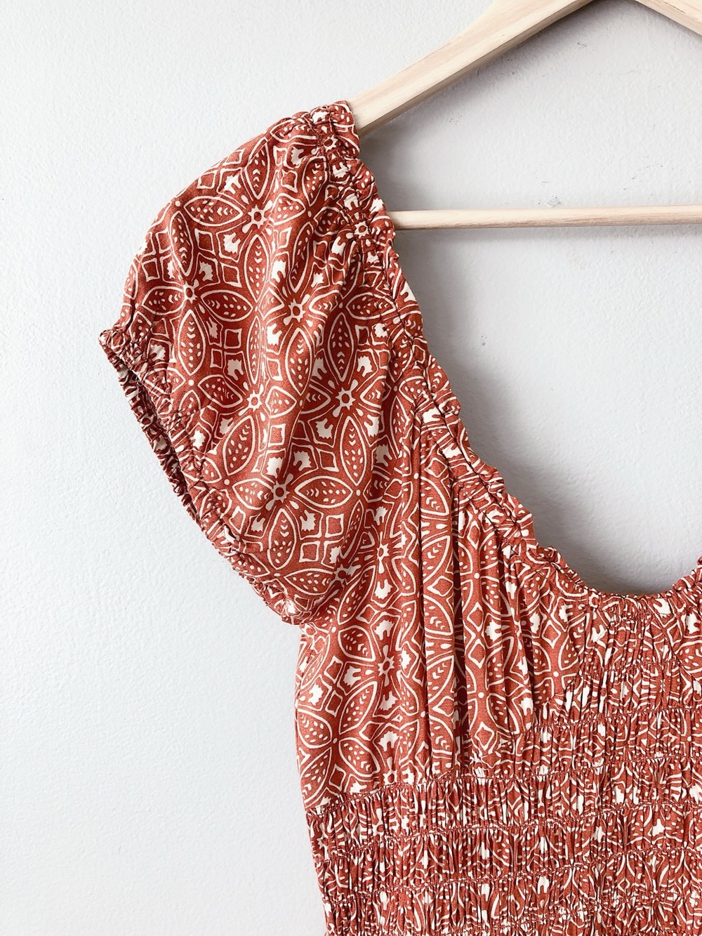 Patrons of Peace Smocked Boho Maxi Dress Geometric Print Women’s Medium long - Picture 8 of 11